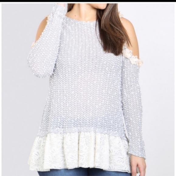 Gave away for Christmas Ryu A'reve Floral Lace Sweater Cut Out Sleeves - Picture 2 of 4